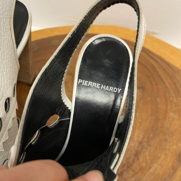 Pierre Hardy Cut Out Stenciled Peep Toe Leather Heels - Picture 6 of 10